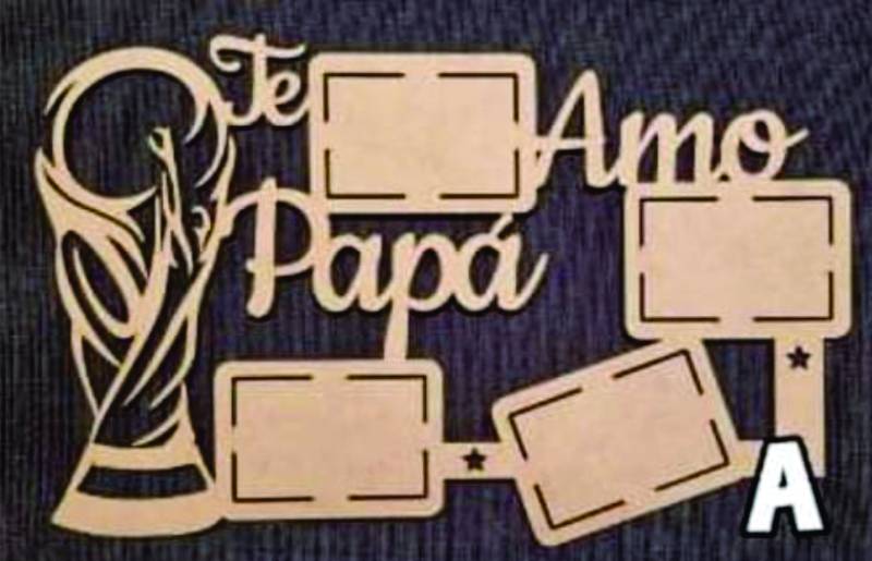 Cuadro Portaretratos Te Amo Papá Con Copa Del Mundo Para 4 Fotos de 10 x 15