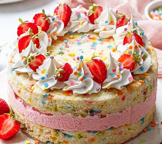 Rainbow Strawberry Ice Cream Cake