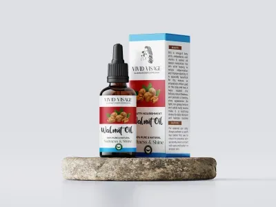 Vivid Visage Cold-Pressed walnut oil – Omega-6 Rich Facial & Hair Oil for Softness, Shine & Barrier Repair | Natural Linoleic Acid Oil for Dry Skin, Frizzy Hair & Sensitive Scalp