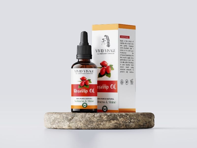 Vivid Visage Rosehip Oil Face & Hair Serum – 100% Pure Natural Anti-Aging Moisturizer, Glow & Hydration for Skin & Scalp