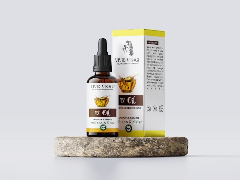 Vivid Visage 12 Oil Hair & Scalp Treatment – Ayurvedic-Inspired Multi-Oil Complex with Bhringraj, Amla & Rosemary for Hair Growth, Thickness & Shine | Cold-Pressed, Non-Greasy Herbal Hair Oil