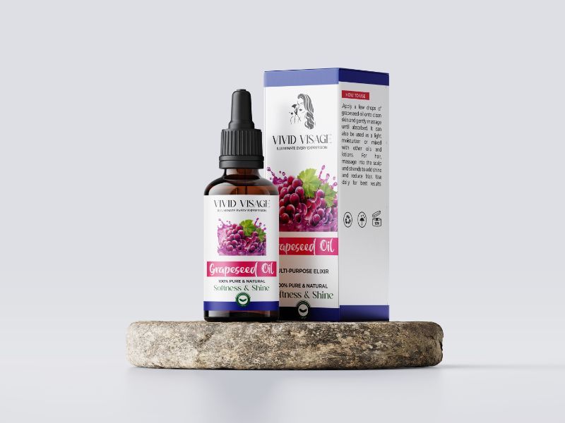 Vivid Visage Grapeseed Oil for Face & Hair | Light Non-Comedogenic Oil | 30ml