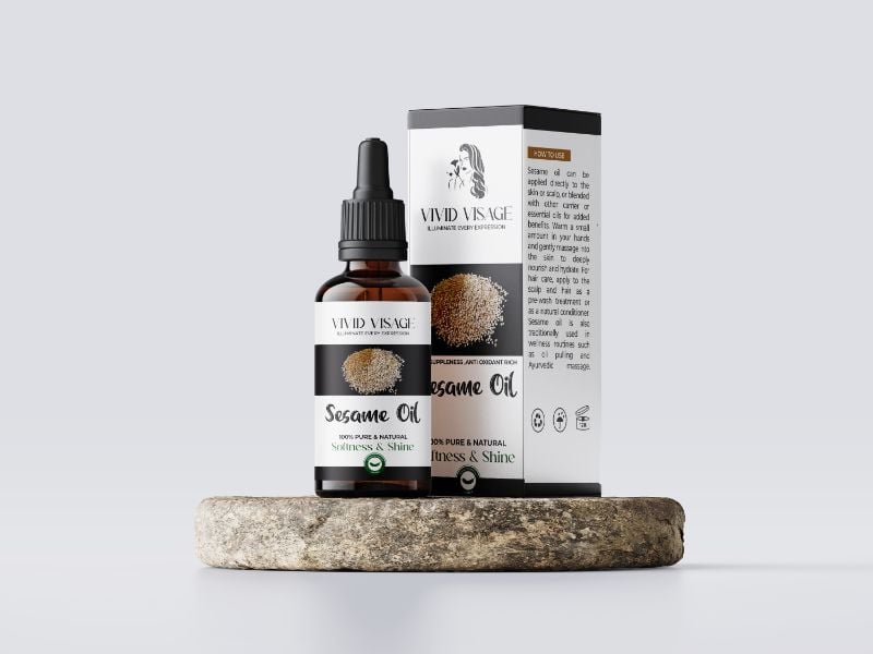 Vivid Visage Sesame Oil – 100% Pure Cold-Pressed Organic Sesame Oil | For Hair Growth Support, Scalp Nourishment & Massage