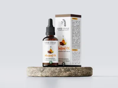 Vivid Visage Cold-Pressed Mustard Oil – Ayurvedic Hair & Scalp Oil for Growth, Thickness & Dandruff Relief | Omega-3 Rich Face & Body Oil | Natural, Unrefined, Non-Greasy