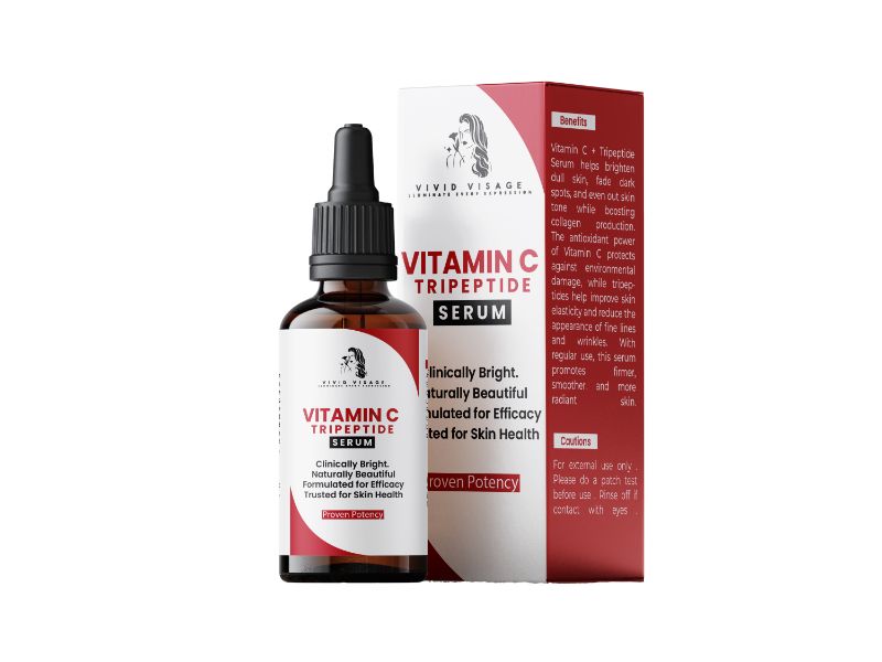 Vivid Visage Vitamin C Tripeptide Serum for brightening, firming, and youthful skin glow
