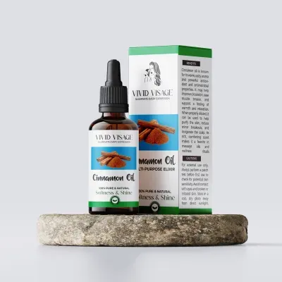 Vivid Visage Cinnamon Oil – pure, organic oil to invigorate skin, stimulate hair growth, and promote natural wellness.