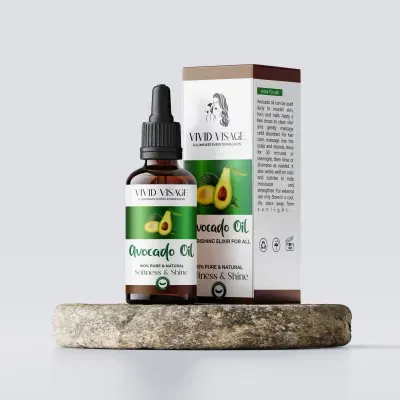 Vivid Visage Avocado Oil – pure, cold-pressed nourishment for hydrated skin, strong hair, and a natural healthy glow.
