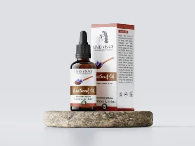 Vivid Visage Cold-Pressed Flaxseed Oil – Omega-3 Rich Facial & Hair Oil for Deep Hydration, Shine & Scalp Health | Natural Linseed Oil for Dry Skin, Frizzy Hair & Dull Ends