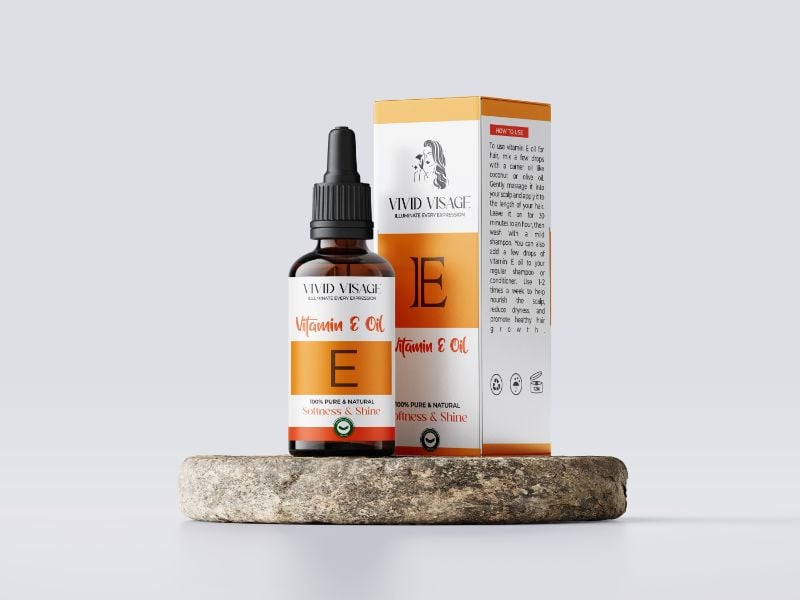 Vivid Visage 100% Pure Vitamin E Oil for Face – Natural Moisturizing & Brightening Facial Oil | Antioxidant-Rich Skin Repair Serum for Dry, Dull, or Mature Skin