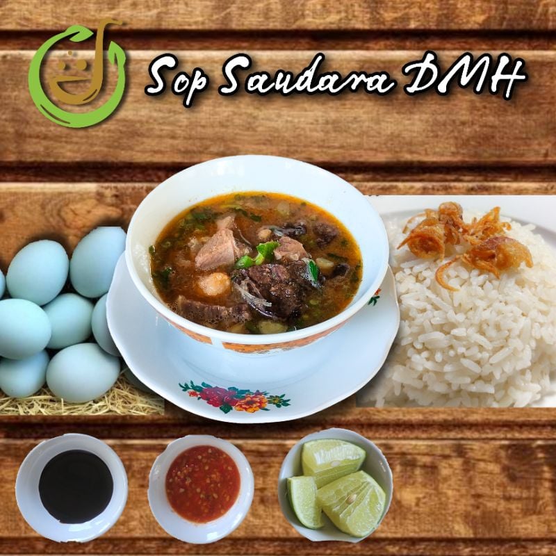 Nasi + Sop Saudara DMH - isi Campur + Telur Bebek