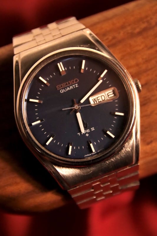 Seiko Type II Navy Blue Quartz Vintage Watch