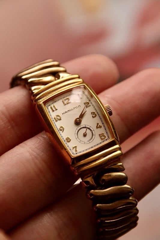 Hamilton Art Deco Quartz Women's Watch In Gold