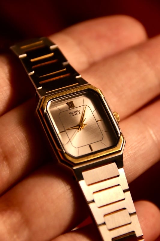 Seiko Two-Tone Rectangular Dress Vintage Watch