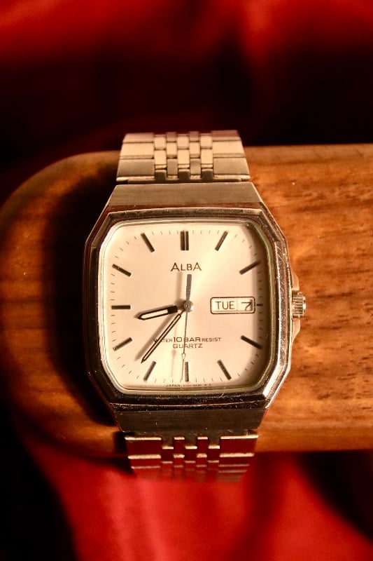 Alba Vintage Square Day/Date Quartz Watch