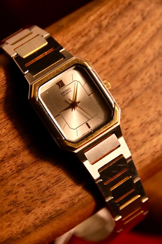 Seiko Two-Tone Rectangular Dress Vintage Watch