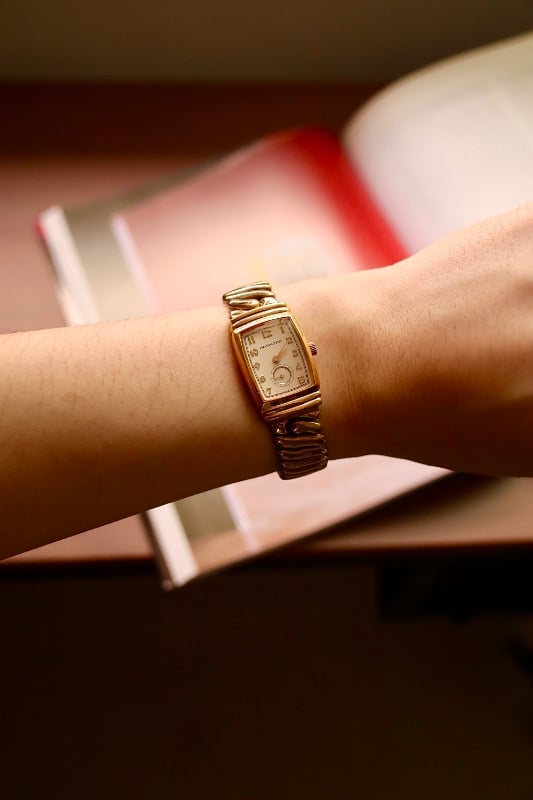 Hamilton Art Deco Quartz Women's Watch In Gold