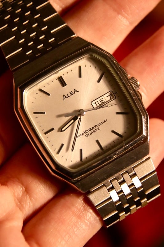 Alba Vintage Square Day/Date Quartz Watch