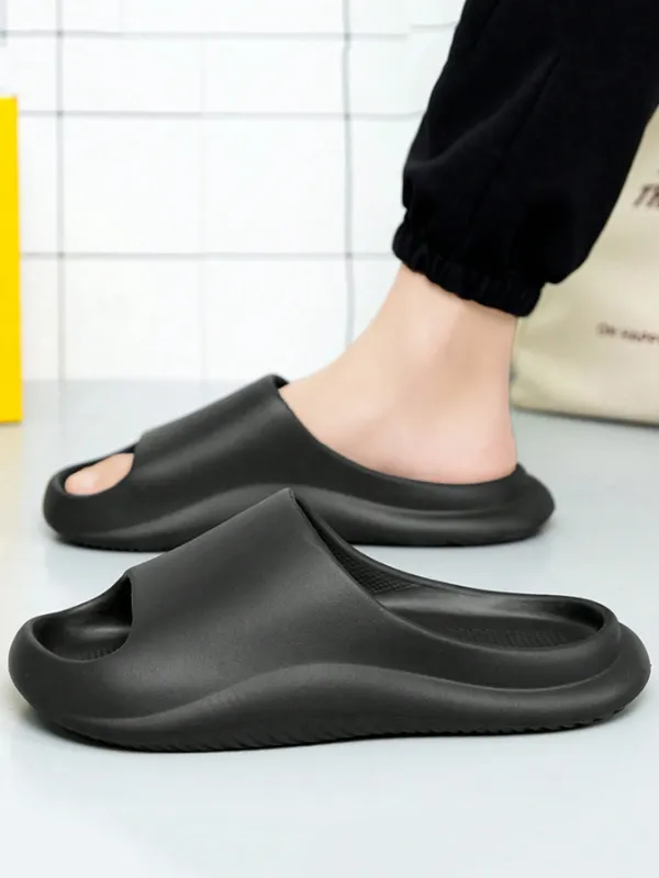 Men's Comfy Indoor Outdoor Slippers, Beach, Bathroom, Bedroom Ready, Flat Comfy Bouncy, Lightweight Thick-Soled Slippers