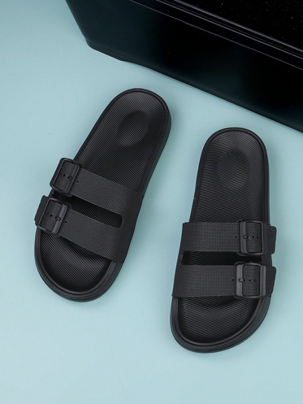 Men's Summer Outdoor Adjustable Buckles Slides, Anti-Slip Soft Bottom Comfort Semi-Casual Slippers