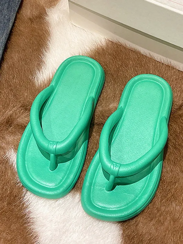 Women's Fashionable EVA Flip-Flops With Thick Soft Soles, Green