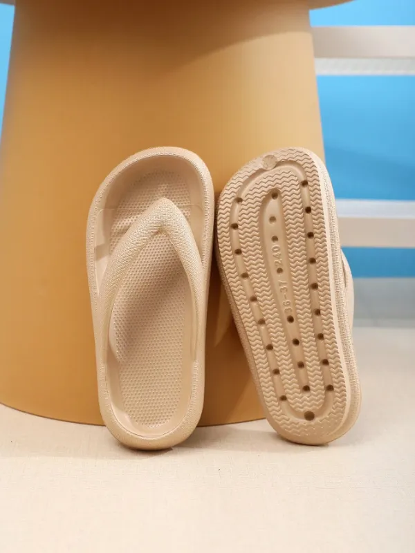 Thick Sole Non-Slip EVA Comfortably Soft and Cushy Flip-Flops, Brown
