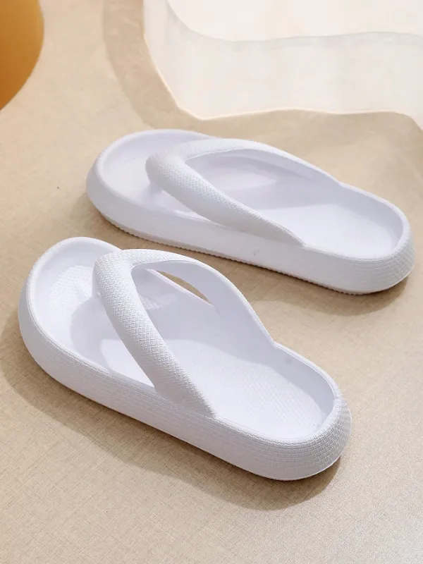 Thick Sole Non-Slip EVA Comfortably Soft and Cushy Flip-Flops, White
