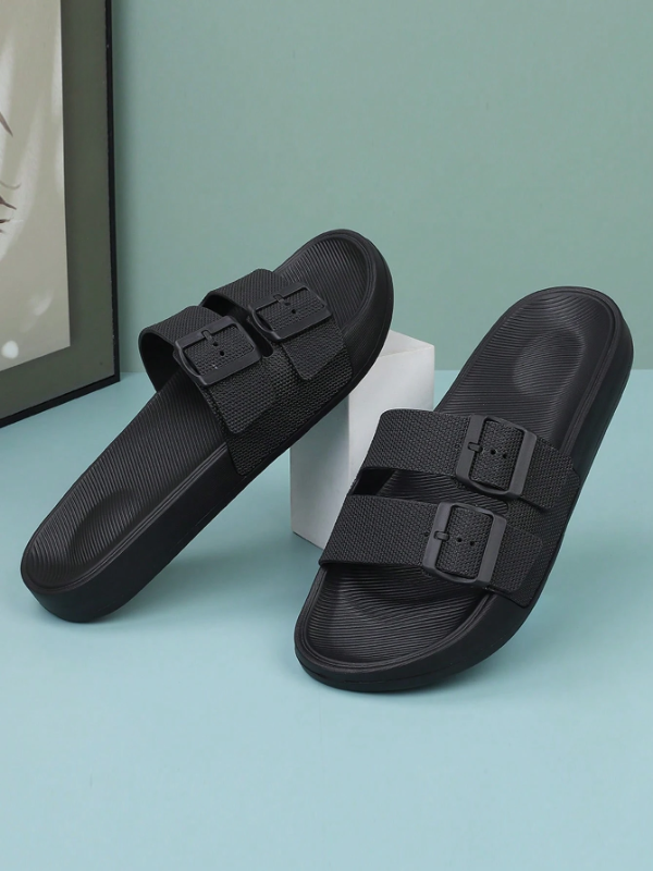 Men's Summer Outdoor Adjustable Buckles Slides, Anti-Slip Soft Bottom Comfort Semi-Casual Slippers