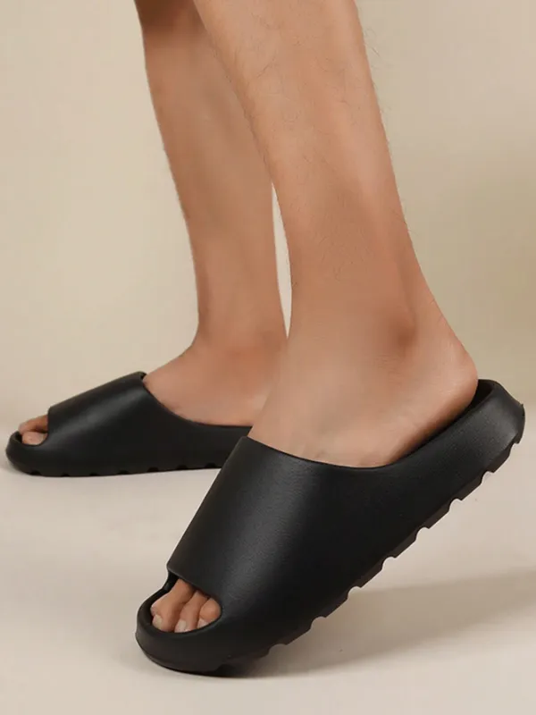 Men / Unisex Comfy Non-Slip Thick Sole Slip-Ons, Black