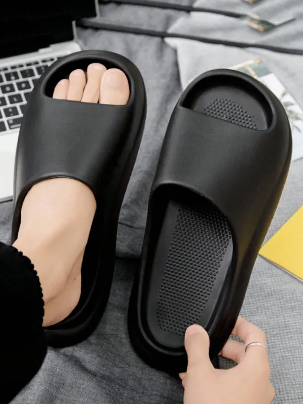 Men's Comfy Indoor Outdoor Slippers, Beach, Bathroom, Bedroom Ready, Flat Comfy Bouncy, Lightweight Thick-Soled Slippers