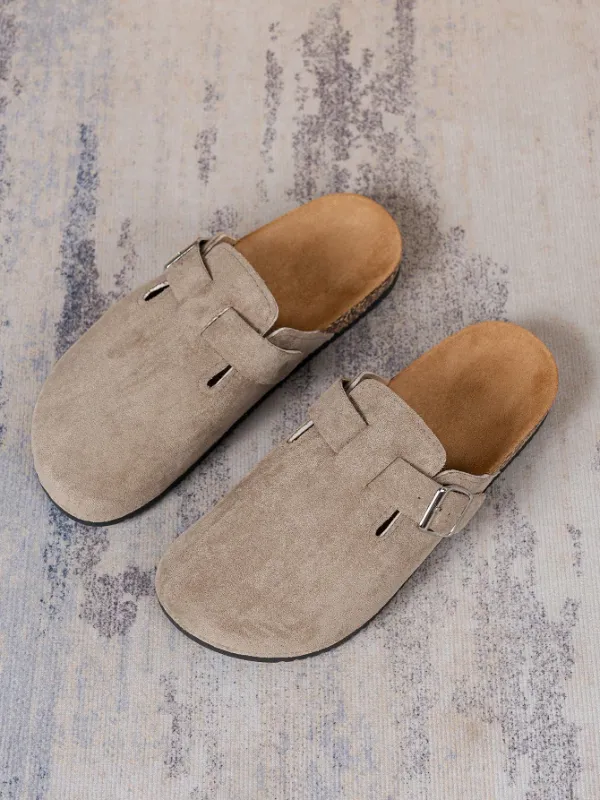 Trendy Fashion Men's Vintage Slip-On Loafers - Casual Mules with Buckle Strap, Brown F