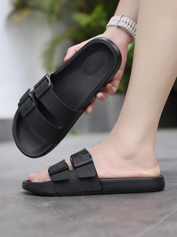 Men's Summer Outdoor Adjustable Buckles Slides, Anti-Slip Soft Bottom Comfort Semi-Casual Slippers