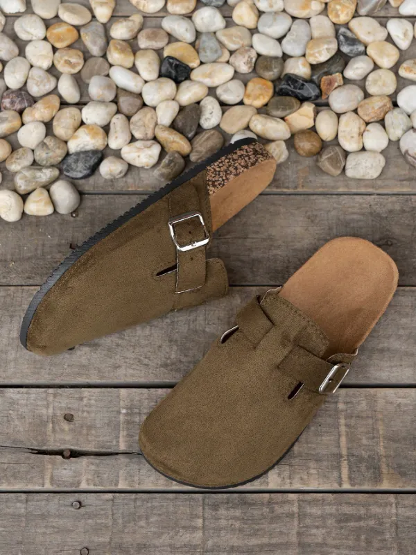Trendy Fashion Men's Vintage Slip-On Loafers - Casual Mules with Buckle Strap, Green B