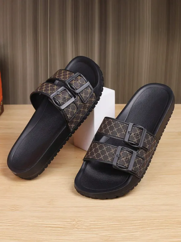 Men's / Unisex Luxury Khaki Pattern Print Slippers, Non-Slip, Indoors Outdoors, Goes Nice with Native