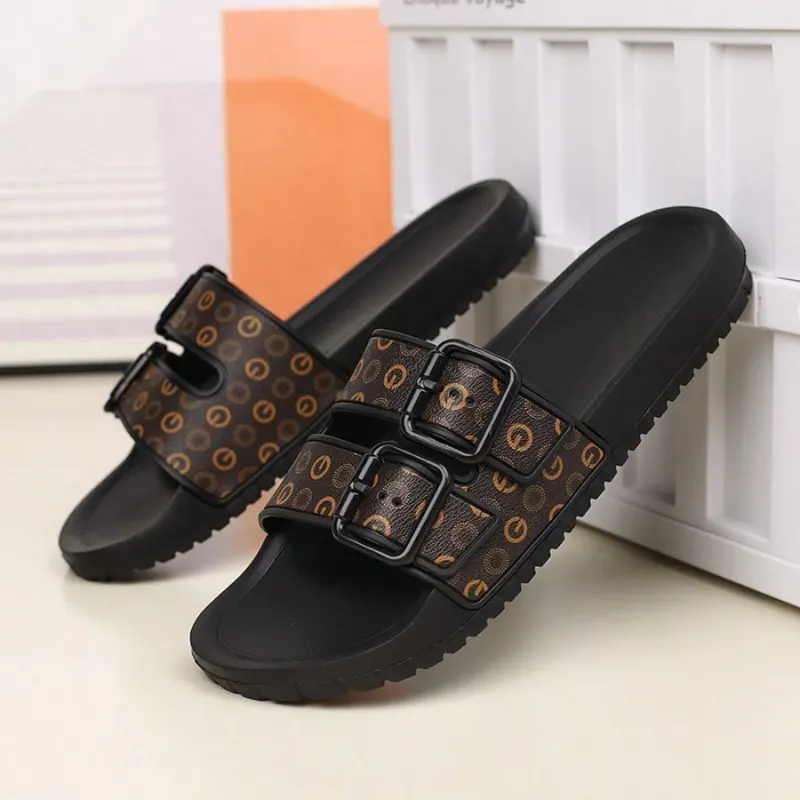 Men's / Unisex Luxury Brown Pattern Print Slippers, Non-Slip, Indoors Outdoors, Goes Nice with Native