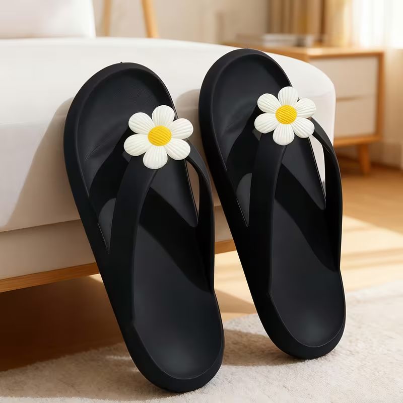 Soft EVA Slip-In Flip-Flops with Arch Support, Non-Slip Cushioned Soles, Red