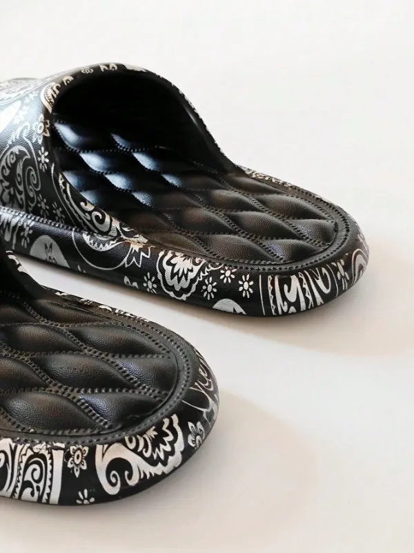 Paisley Floral Pattern Thick Sole Comfy Slip-Ons