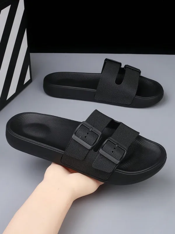 Men's Summer Outdoor Adjustable Buckles Slides, Anti-Slip Soft Bottom Comfort Semi-Casual Slippers
