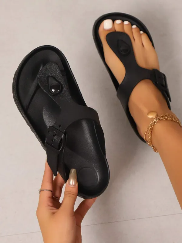 Stylish Casual Flip-Flop Sandals, Black