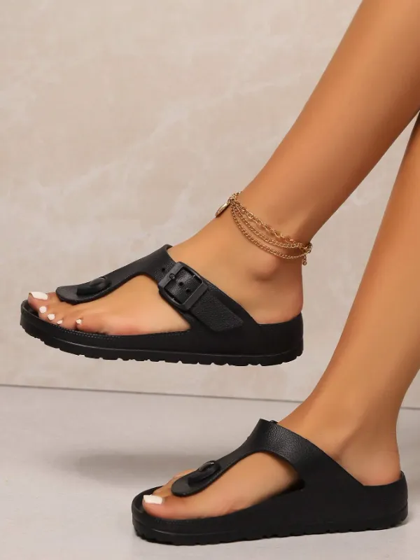 Stylish Casual Flip-Flop Sandals, Black