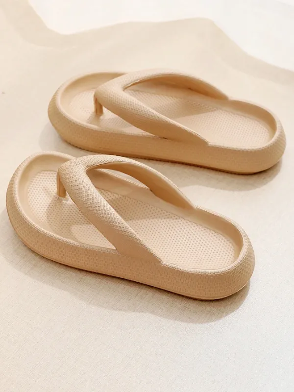 Thick Sole Non-Slip EVA Comfortably Soft and Cushy Flip-Flops, Brown