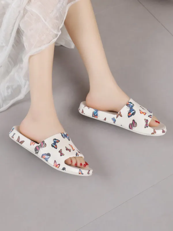 Women's Cushy Butterfly Graffiti Print Slip-Ons