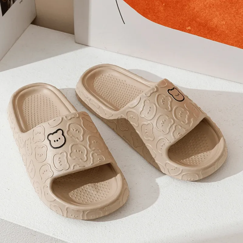 Cartoon Bear Pattern Print EVA Light-Weight Soft Slip-Ons