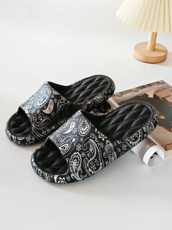 Paisley Floral Pattern Thick Sole Comfy Slip-Ons