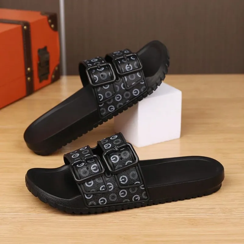 Men's / Unisex Luxury Black Pattern Print Slippers, Non-Slip, Indoors Outdoors, Goes Nice with Native