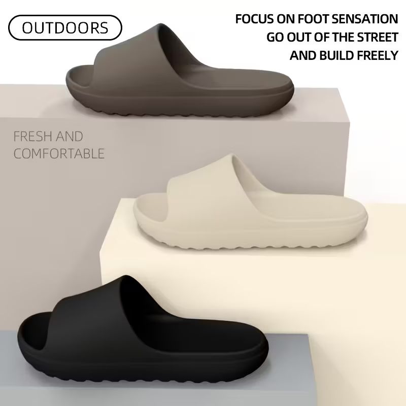 Men / Unisex Comfy Non-Slip Thick Sole Slip-Ons, Black