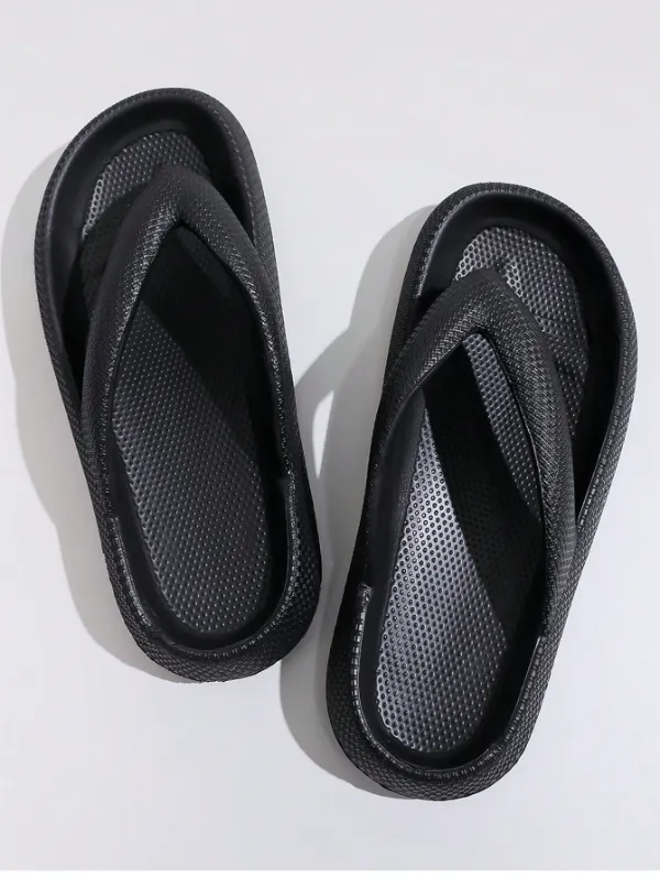 Thick Sole Non-Slip EVA Comfortably Soft and Cushy Flip-Flops, Black