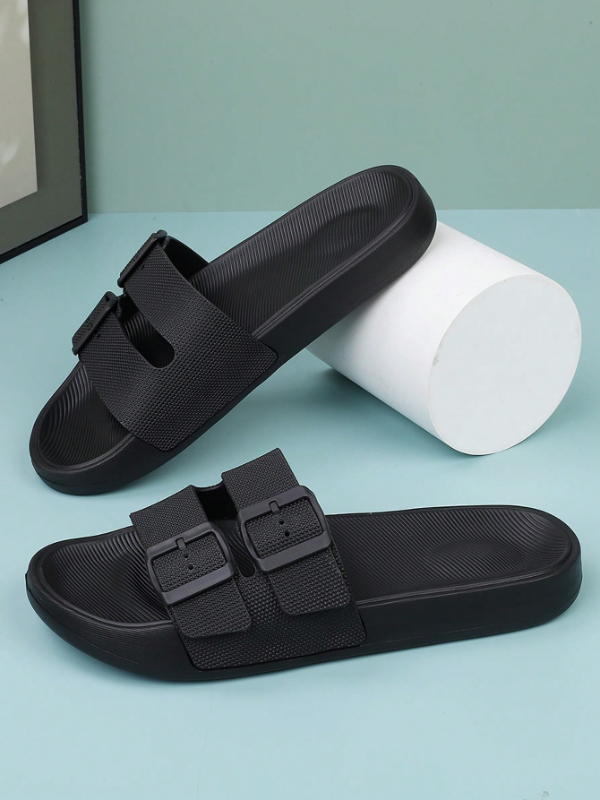 Men's Summer Outdoor Adjustable Buckles Slides, Anti-Slip Soft Bottom Comfort Semi-Casual Slippers