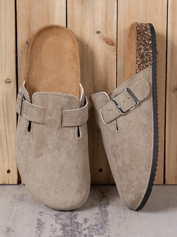 Trendy Fashion Men's Vintage Slip-On Loafers - Casual Mules with Buckle Strap, Brown F