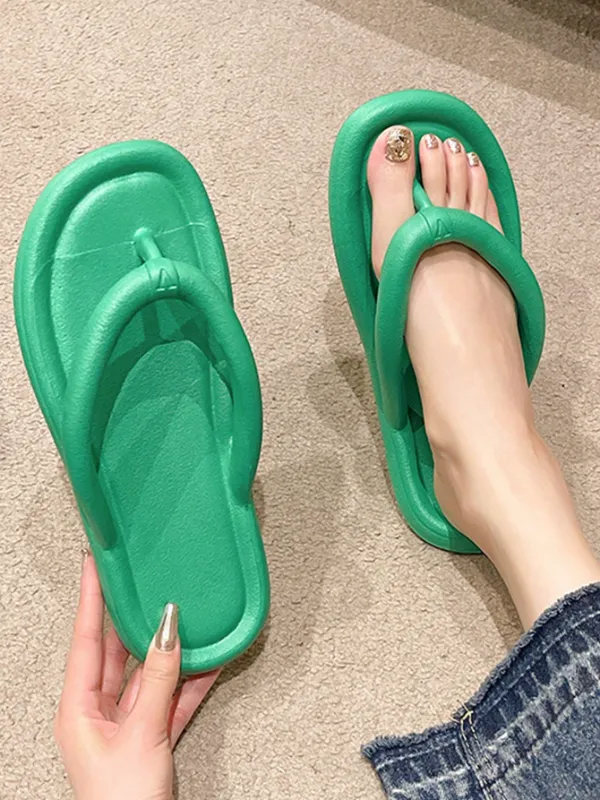 Women's Fashionable EVA Flip-Flops With Thick Soft Soles, Green
