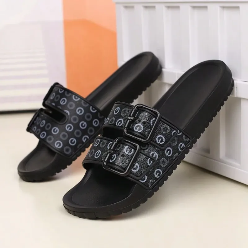 Men's / Unisex Luxury Black Pattern Print Slippers, Non-Slip, Indoors Outdoors, Goes Nice with Native